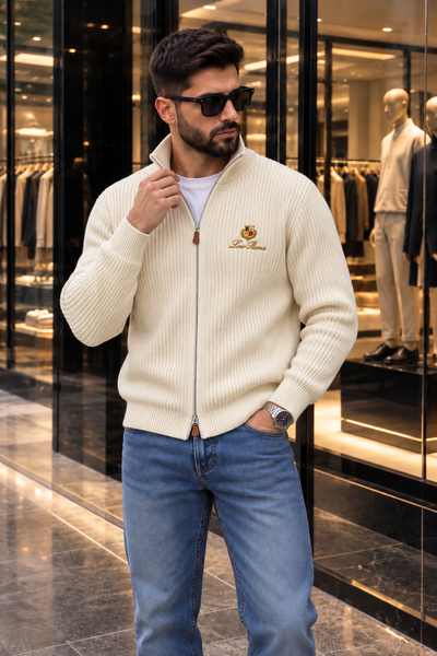 Зіп кофта трикотаж вʼязка LORO PIANA крем Zipkof002 5507044s3 фото