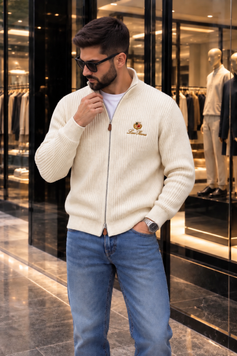 Зіп кофта трикотаж вʼязка LORO PIANA крем Zipkof002 5507044s5 фото