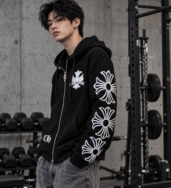 Худі тринитка CHROME HEARTS чорний/білий Hud007 5548672s2 фото