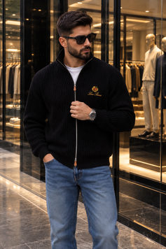 Зіп кофта трикотаж вʼязка LORO PIANA чорний Zipkof002 5479876s2 фото