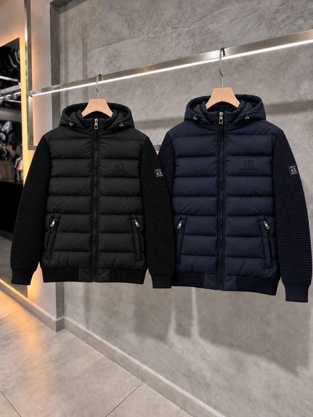Куртка ЄВРО зима ARMANI AX кобмбінація плащівка+в'язаний рукав LUX чорний JakWIN002 5478414 фото